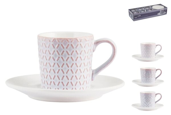 Set 6 tazze caffè con piattino Lilian in stoneware assortite 80 cc