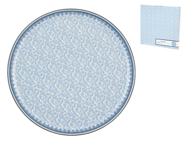 Piatto dolce Blue Dream in porcellana bianca decorata blu cm 30