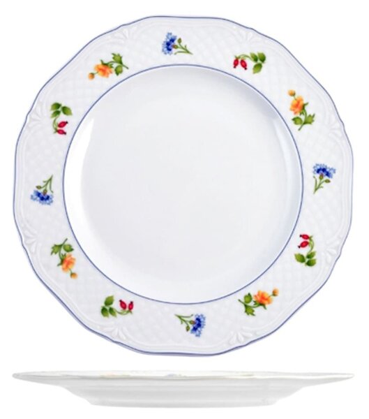 Set 6 piatti frutta Maria Teresa in porcellana bianca decorata cm 19