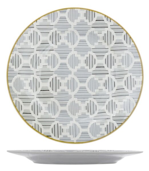 Set 6 piatti frutta ala Osaka in new bone china decoro grigio cm 20
