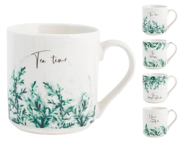 Set 4 mug Foglie in new bone china assortite cc 370