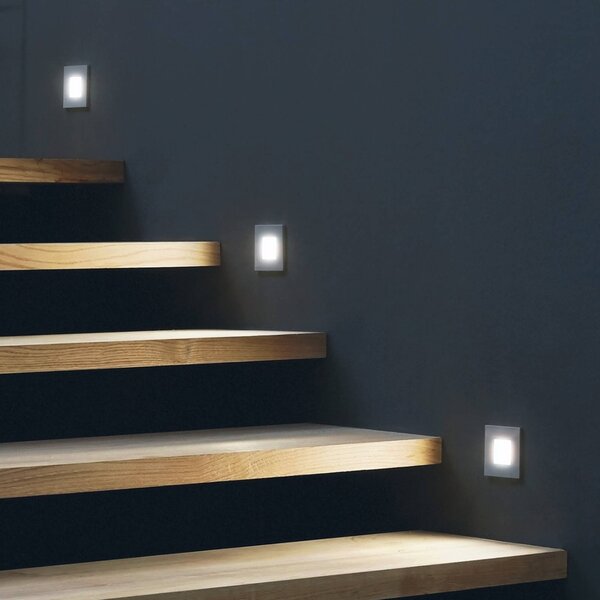 Hera LED Wall Down applique a da incasso 1,8W, Alluminio / Grigio / Zincato, Corridoio, Plastica, Moderno, Faretto da incasso a parete