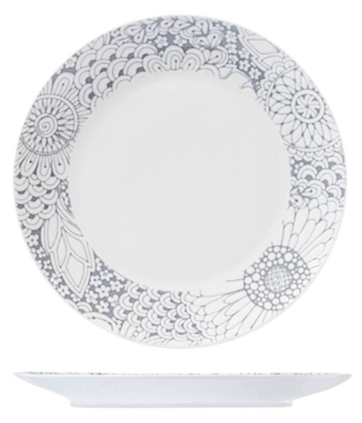 Set 6 piatti frutta coupe Kyoto in new bone china decoro grigio cm 20