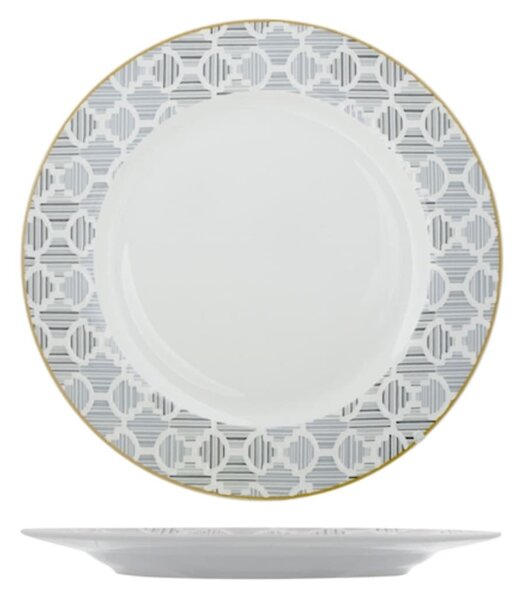 Set 6 piatti piani ala Osaka in new bone china decoro grigio cm 26,5