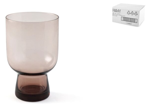 Set 6 bicchieri con piede Nova in vetro colore vinaccia cl 33