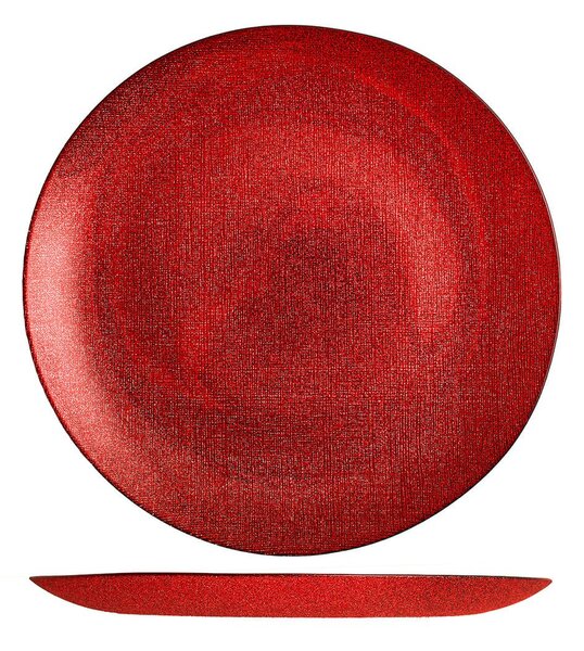 Set 6 piatti piani Regent in vetro glitter rosso cm 28