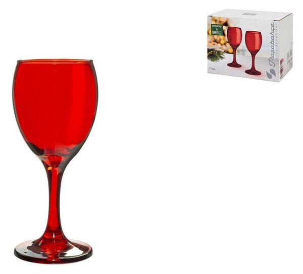 Set 6 calici Imperial in vetro rosso cl 19,5