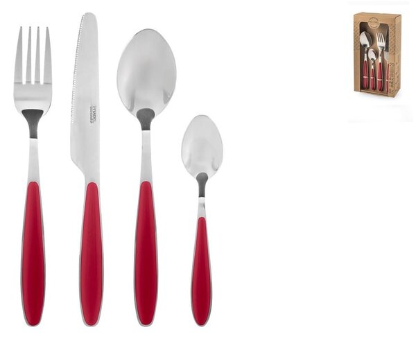 Servizio 20 posate Colorfull in acciaio inox manico rosso