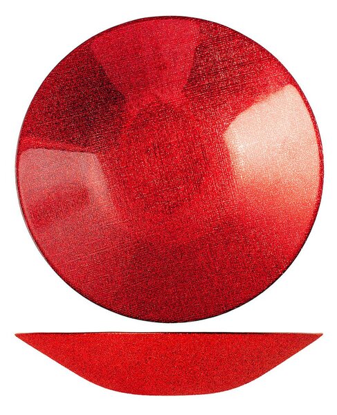 Set 6 piatti fondi Regent in vetro glitter rosso cm 22