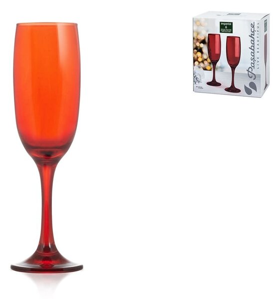 Set 6 calici flute Imperial in vetro rosso cl 21