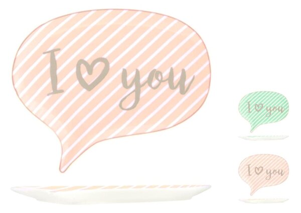 Set 6 piatti fumetto You&Me in new bone china assortiti 20x16,5 cm