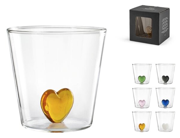 Set 6 bicchieri Miniatura Cuore in vetro borosilicato assortiti cl 30