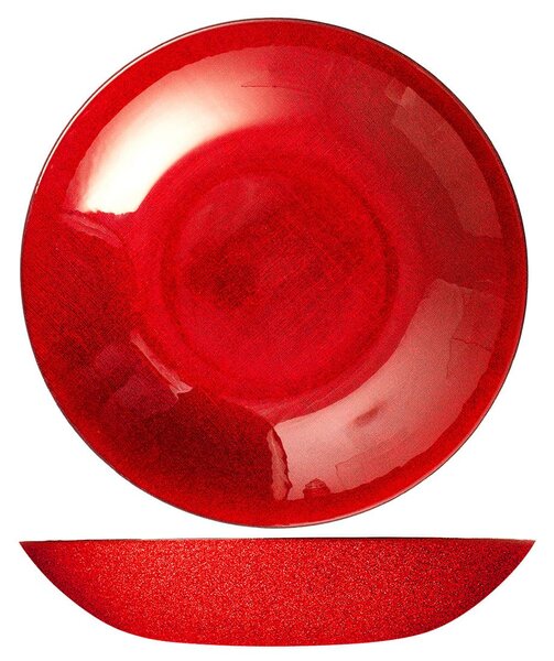 Centrotavola tondo Regent in vetro glitter rosso cm 40