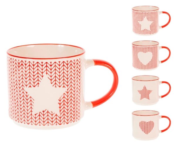 Set 4 tazze jumbo senza piattino Crochet in new bone china decori assortiti cc 470