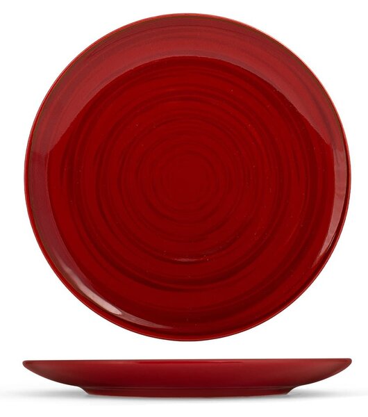 Set 12 piatti piani coupe Mango in stoneware rosso cm 26