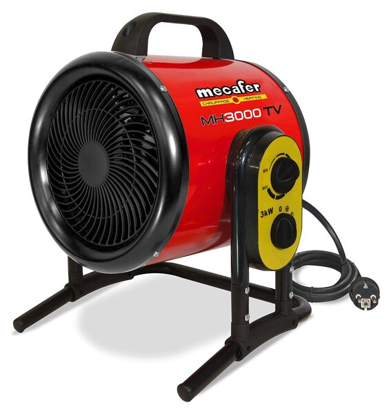Stufa elettrica a ventilazione, 3000 W, modello Turbo, per ambienti fino a 40 m², colore: rosso