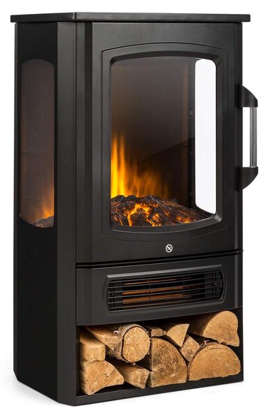 Camino elettrico Panorama, 1000/2000 W, nero, design classico