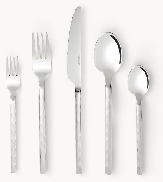 Set di 20 posate opache spazzolate con finitura martellata Miles, 4 persone