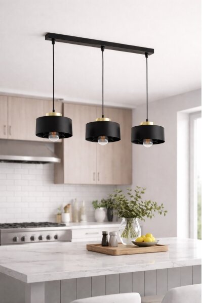Brilagi - Lampadario a sospensione con cavo SPRING 3xE27/60W/230V nero/oro
