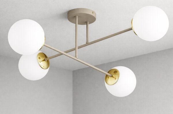 Brilagi - Lampadario a montaggio superficiale MILO ECRU 4xE27/60W/230V beige/oro