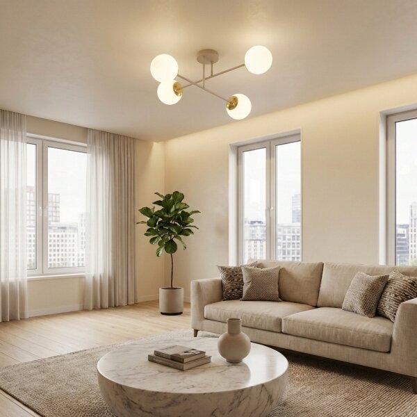 Brilagi - Lampadario a montaggio superficiale MILO ECRU 4xE27/60W/230V beige/oro
