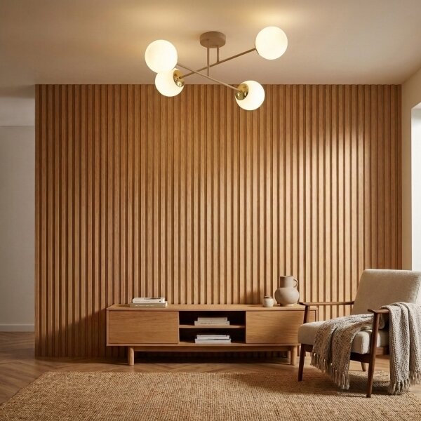 Brilagi - Lampadario a montaggio superficiale MILO ECRU 4xE27/60W/230V beige/oro