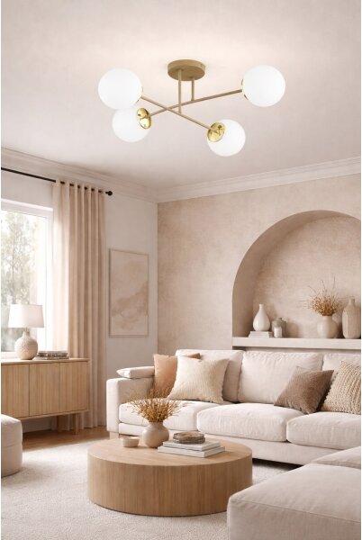 Brilagi - Lampadario a montaggio superficiale MILO ECRU 4xE27/60W/230V beige/oro