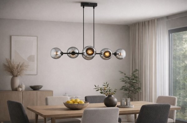 Brilagi - Lampadario a sospensione con cavo DIOR 6xE27/60W/230V nero/grigio fumo