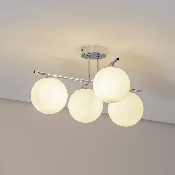 Plafoniera soffitto Aurora Domiluce, dimmerabile, Cromo / Argento, Soggiorno / Sala da pranzo, Vetro, Plafoniera