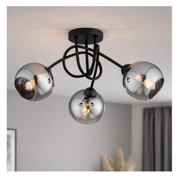 Brilagi - Lampadario a plafone DIOR 3xE27/60W/230V nero/grigio fumé