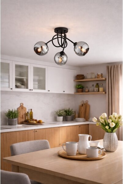 Brilagi - Lampadario a plafone DIOR 3xE27/60W/230V nero/grigio fumé