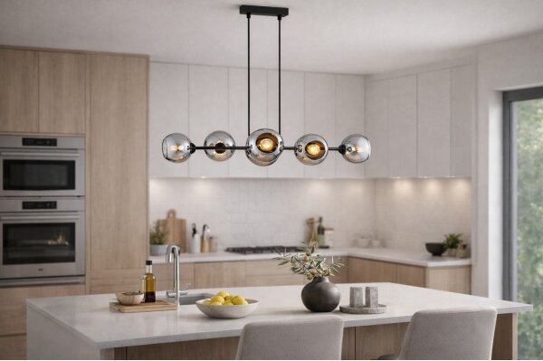 Brilagi - Lampadario a sospensione con cavo DIOR 6xE27/60W/230V nero/grigio fumo