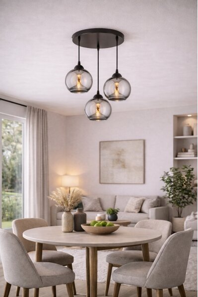 Brilagi - Lampadario sospeso su cavo DIOR 3xE27/60W/230V nero/grigio fumo