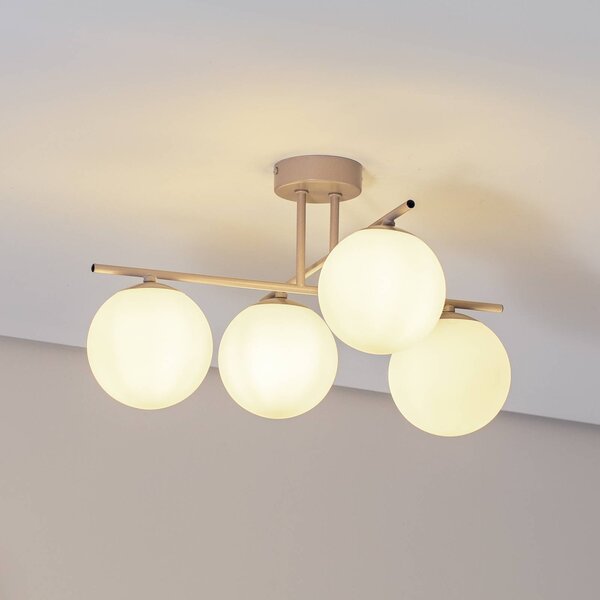 Plafoniera soffitto Aurora Domiluce, dimmerabile, Crema / Ambra, Soggiorno / Sala da pranzo, Vetro, Plafoniera