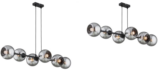 Brilagi - Lampadario a sospensione con cavo DIOR 6xE27/60W/230V nero/grigio fumo