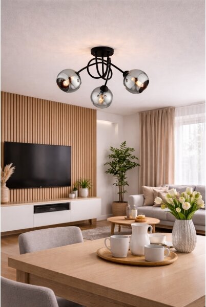 Brilagi - Lampadario a plafone DIOR 3xE27/60W/230V nero/grigio fumé