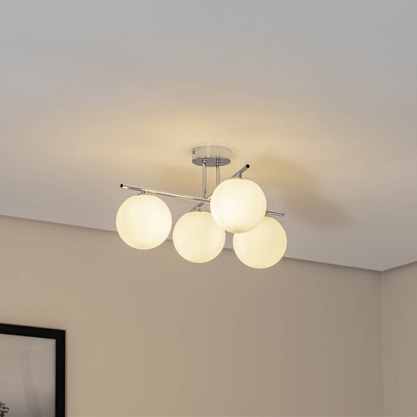 Plafoniera soffitto Aurora Domiluce, dimmerabile, Cromo / Argento, Soggiorno / Sala da pranzo, Vetro, Plafoniera