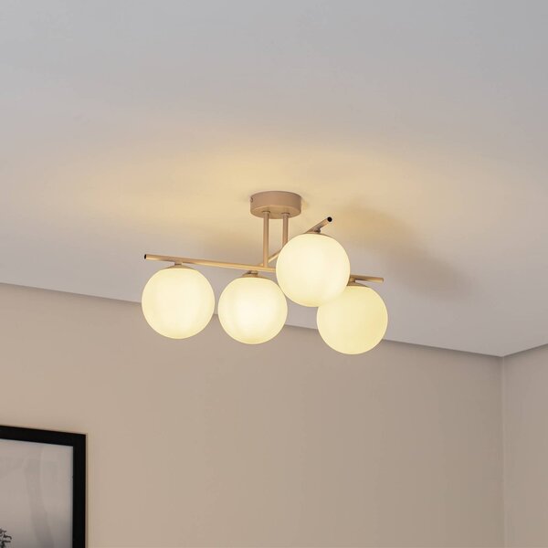 Plafoniera soffitto Aurora Domiluce, dimmerabile, Crema / Ambra, Soggiorno / Sala da pranzo, Vetro, Plafoniera