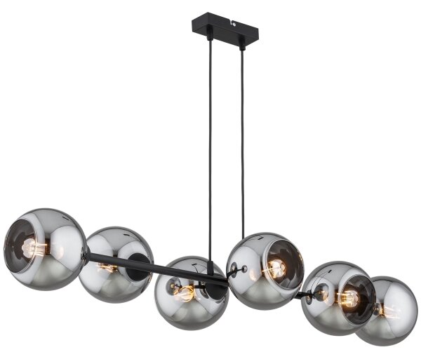 Brilagi - Lampadario a sospensione con cavo DIOR 6xE27/60W/230V nero/grigio fumo