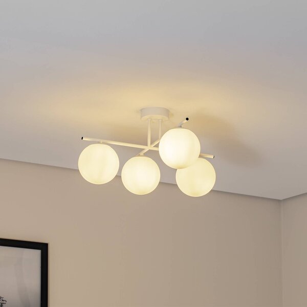 Plafoniera soffitto Aurora Domiluce, dimmerabile, Bianco / Opale, Soggiorno / Sala da pranzo, Vetro, Plafoniera