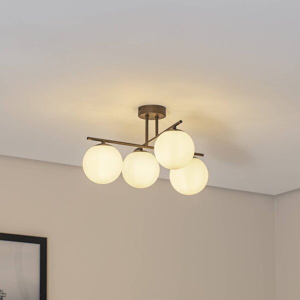 Plafoniera soffitto Aurora Domiluce, dimmerabile, Marrone / Ruggine, Soggiorno / Sala da pranzo, Vetro, Plafoniera