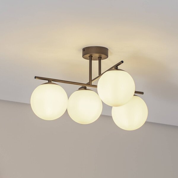 Plafoniera soffitto Aurora Domiluce, dimmerabile, Marrone / Ruggine, Soggiorno / Sala da pranzo, Vetro, Plafoniera