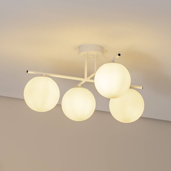 Plafoniera soffitto Aurora Domiluce, dimmerabile, Bianco / Opale, Soggiorno / Sala da pranzo, Vetro, Plafoniera