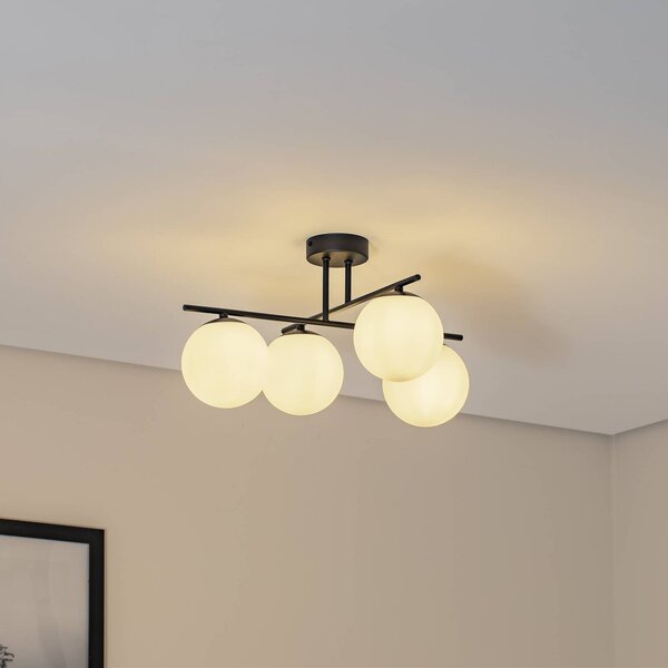 Plafoniera soffitto Aurora Domiluce, dimmerabile, Nero, Soggiorno / Sala da pranzo, Vetro, Plafoniera