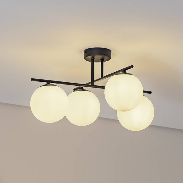 Plafoniera soffitto Aurora Domiluce, dimmerabile, Nero, Soggiorno / Sala da pranzo, Vetro, Plafoniera