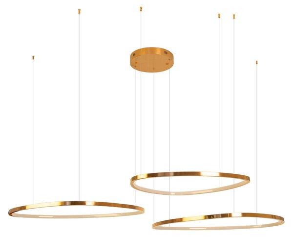 Lampada a sospensione LED a 3 anelli CAYENNE in rame spazzolato, 130 W, luce calda, 3966 lm, metallo, dimensioni: 180x94x94 cm, IP20, Maxlight