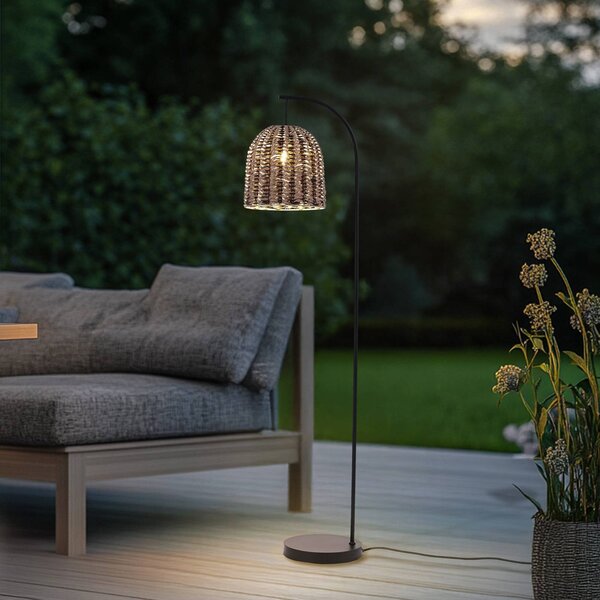 Lindby Lampada da terra esterno Taryn, marrone, plastica, IP44 172 cm Taryn, Legno chiaro, Plastica, Campagna / Rustiche
