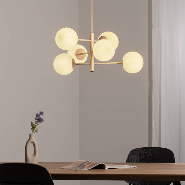 Lampada a sospensione in vetro Aurora Domiluce, dimmerabile, Crema / Ambra, Soggiorno / Sala da pranzo, Vetro, Lampada a sospensione