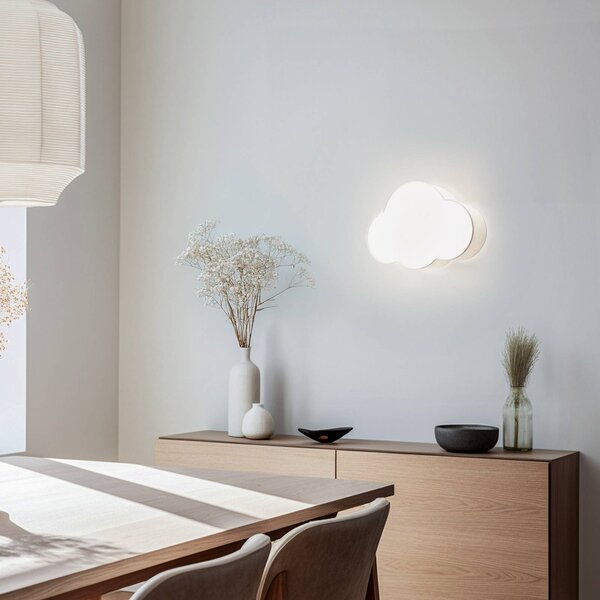 Applique Cloud, beige, larghezza 43 cm, tessuto, nuvola, E27 Cloud TK Lighting, dimmerabile, Crema / Ambra, Cameretta, Tessuto / Stoffa / Seta, Giovanile, Applique