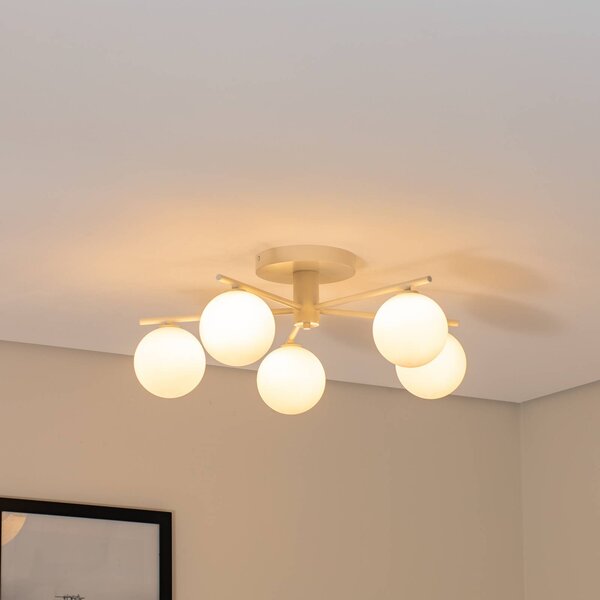 Plafoniera soffitto Prato Jupiter, dimmerabile, Crema / Ambra, Soggiorno / Sala da pranzo, Metallo, Moderno, Plafoniera